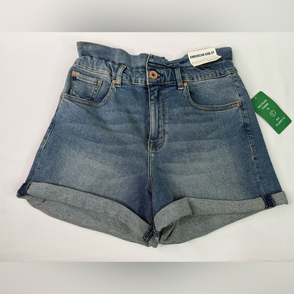 NWT American Rag High Rise Paper Bag Blue Jean Shorts Size 3/26